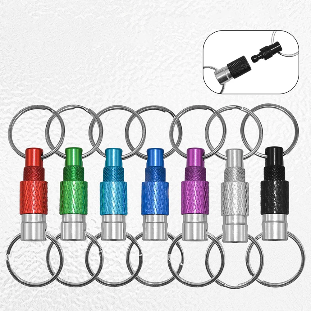 Befestigen Sie an Taschen für Outdoor-Aktivitäten ° Rotations-Schlüsselanhänger, Doppelring-Schnalle, hochfestes Aluminium, innovatives Design – Detail 1