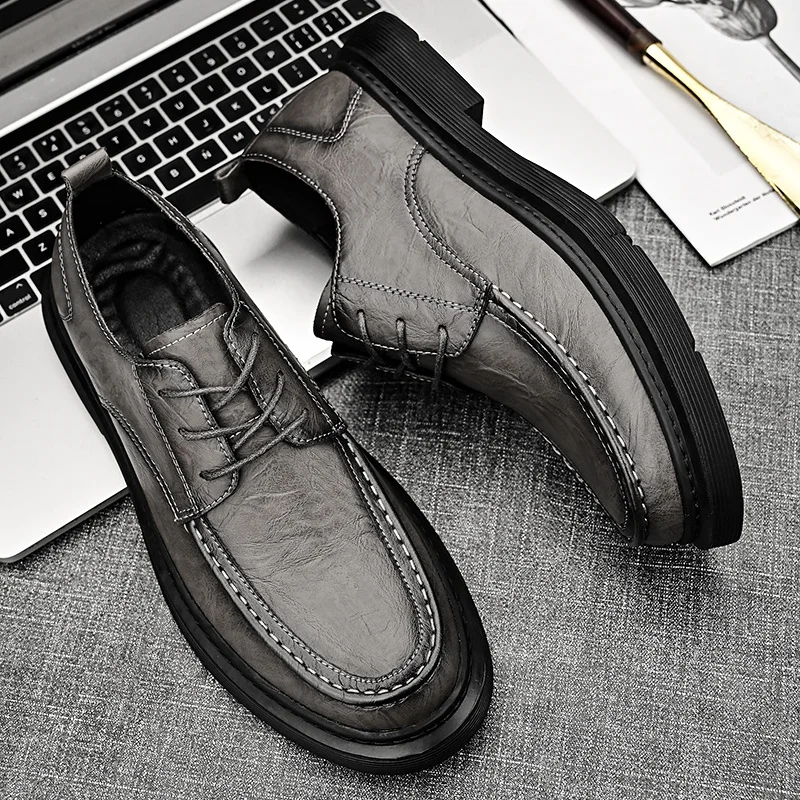 Casual Leather Shoes for Men Slip Comfy Lightweight Walking Shoes Lightweight _voghion.com