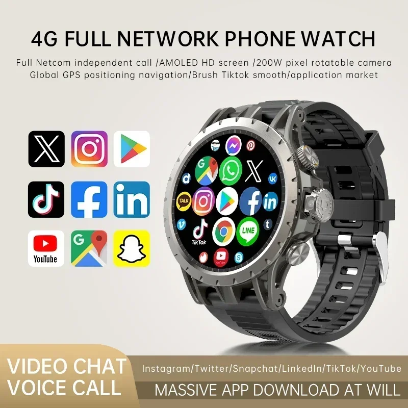 5G Full Netcom Android 9.0 4G Smart Watch 466*466 Amoled 1.43'' Screen Display GPS WIFI HD Video Call 5MP Camera Smartwatch Mans 6
