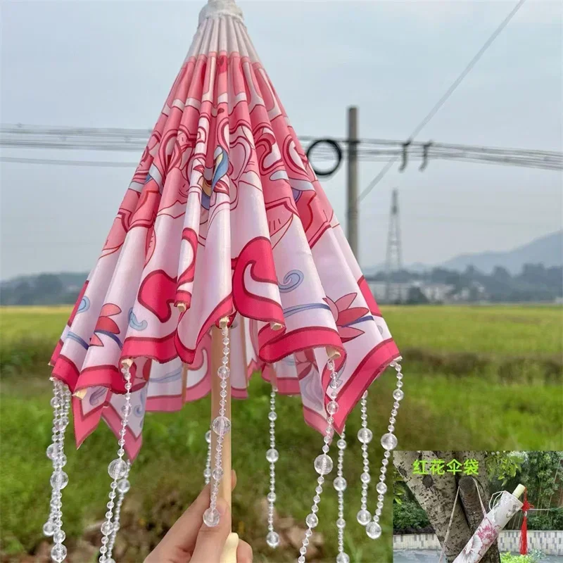 Japanese Dance Parasols Lolita Tassel Girls Cosplay Classical Hanfu Umbrella Lace Folding Korean Craft Pink Umbrellas Photoprop