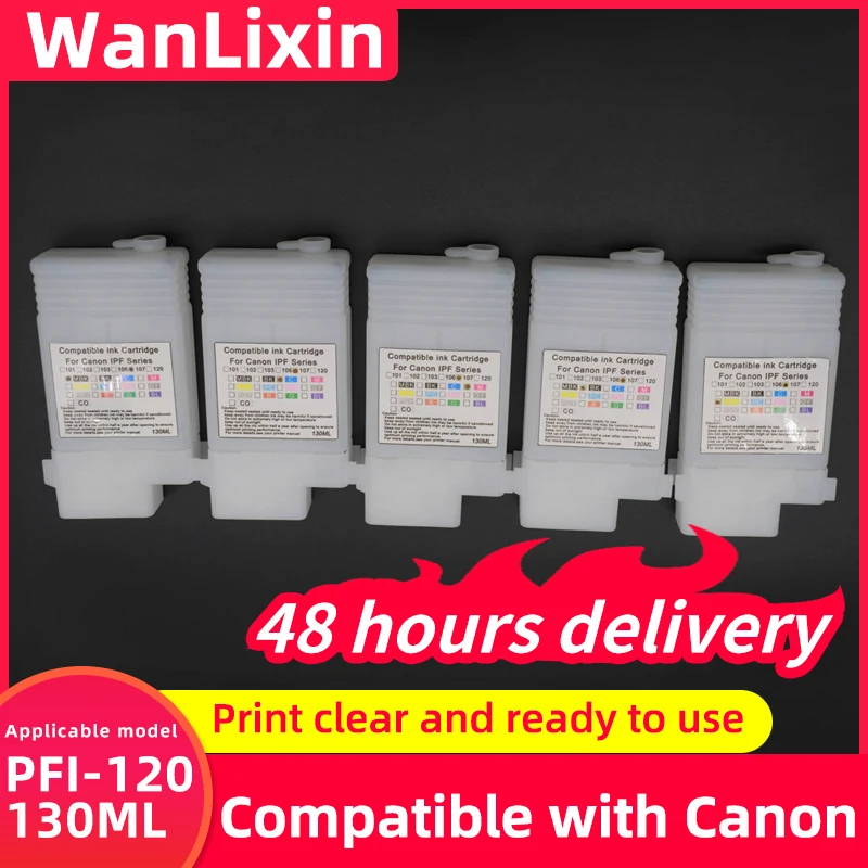 5 색/세트 PFI-120 PFI120 Canon TM-200 TM200 TM-205 TM-300 TM-305 TM300 130ML 용 영구 칩이있는 리필 잉크 카트리지