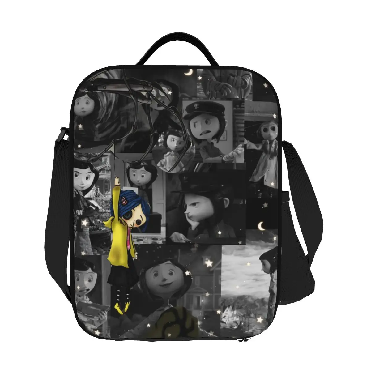 

Custom Horror Film Coraline Insulated Lunch Bag for Women Halloween Cooler Thermal Bento Box Office Picnic Travel