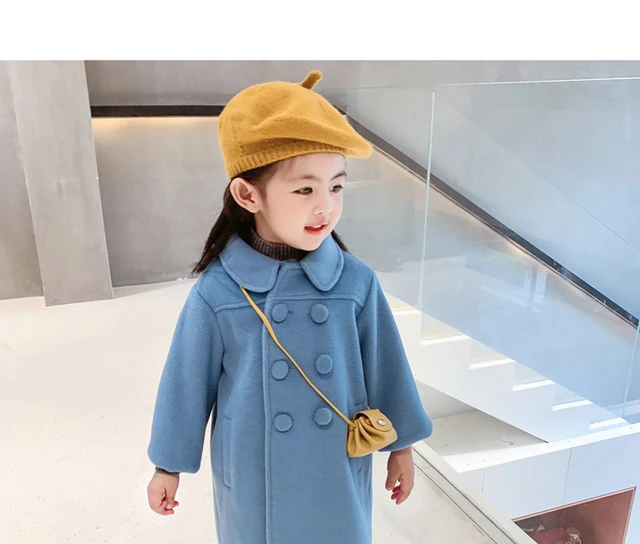 1-7 Years Girls Wool Coats New Fashion Korean Version Long Kids  