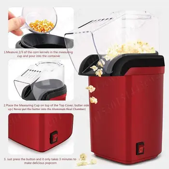 Popcorn Machine for Home Kitchen Mini Popcorn Machine High Popping Rate Fully Automatic Popcorn Machine Electric Air Popper 5
