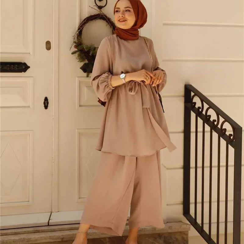 2023 Elegant Muslim Sets Turkey Mubarak Kaftan Muslim Fashion Hijab Dress Sets Musulman Ensembles  Islam Clothing For Women