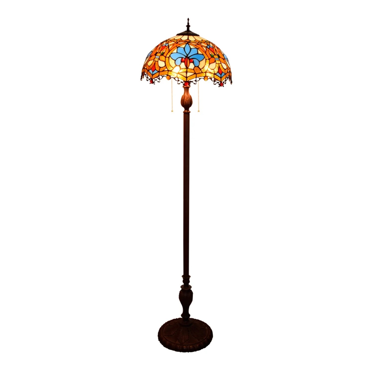 

Stained glass floor lamp 16-" Tiffany luxurious style Floor Lamp blue Love light Stained Glass Simple Floor retro Lamp For