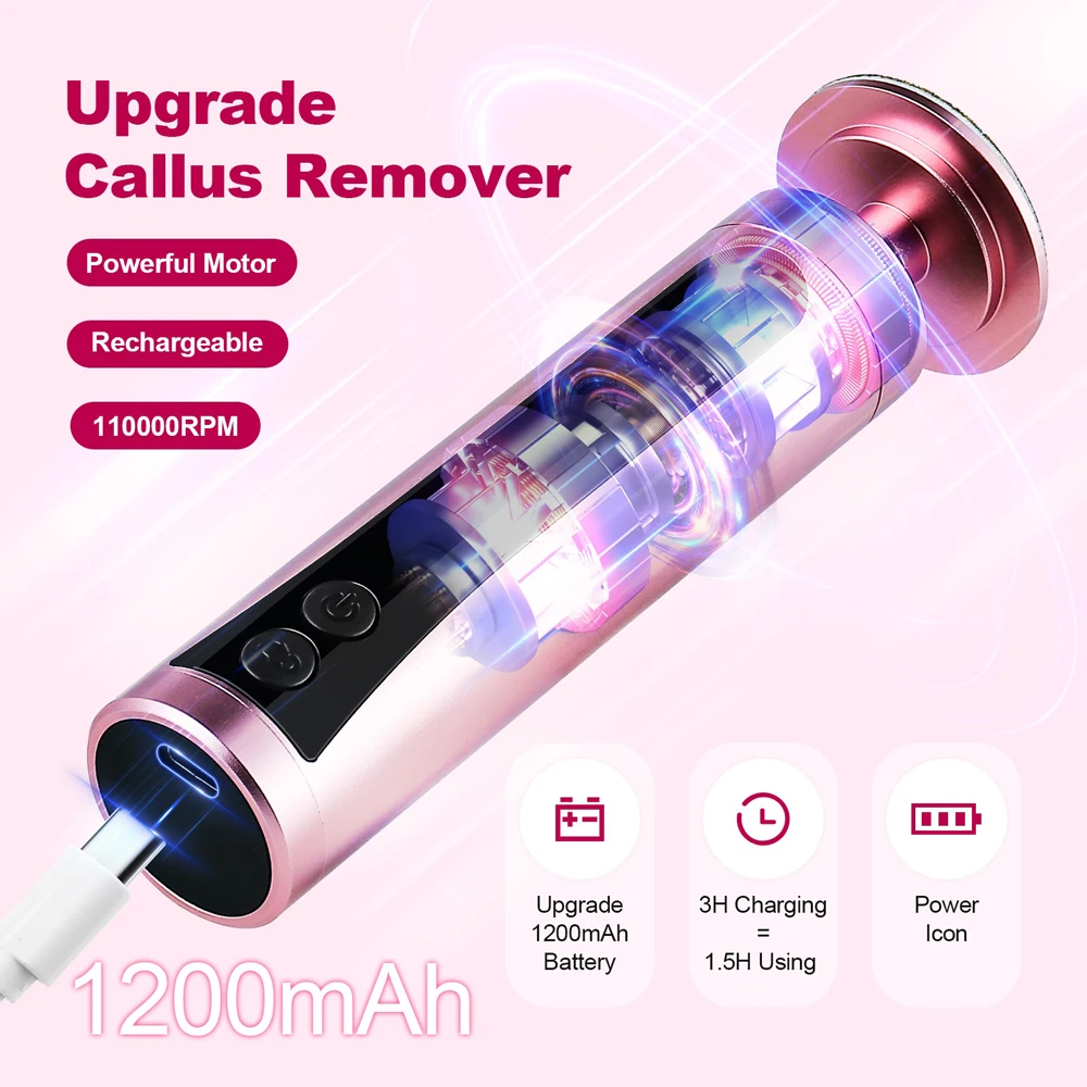 Electric Foot Callus Remover USB Charge Foot Dead Skin Electric Eliminator Heel Cracked Dead Skin Scrubber Polisher Grinder Tool