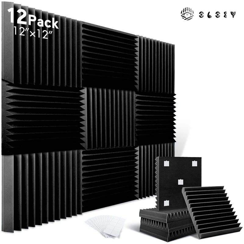 Soundproofing Studio 12 Pack, KTV Sound Absorbing Foam Panels Sponge Pad, House Isolation Wall Soundproof Foam Home Decoration