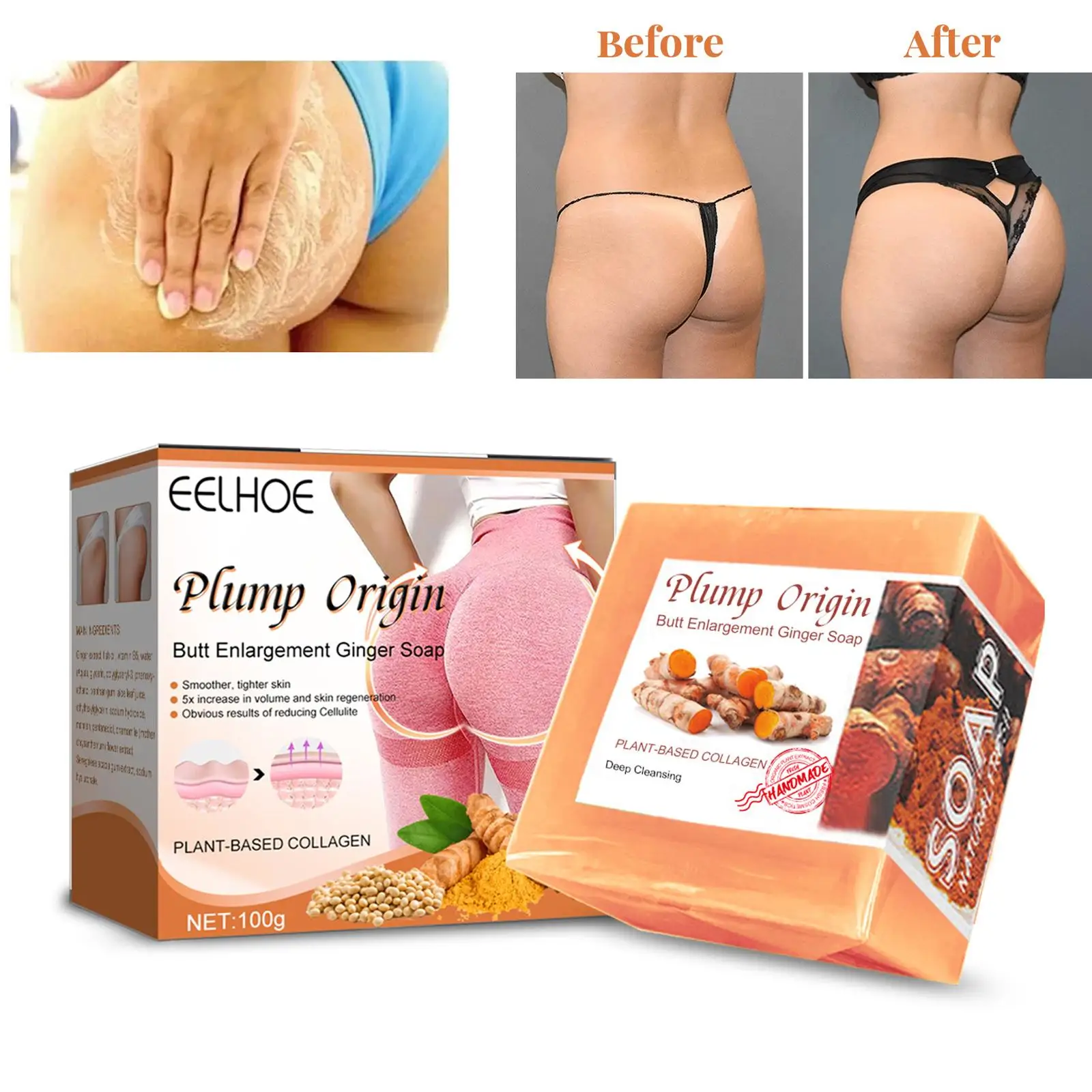 

Butt Enlargement Ginger Soap Lymphatic Detox Hip Lifting Soap for All Skin Types
