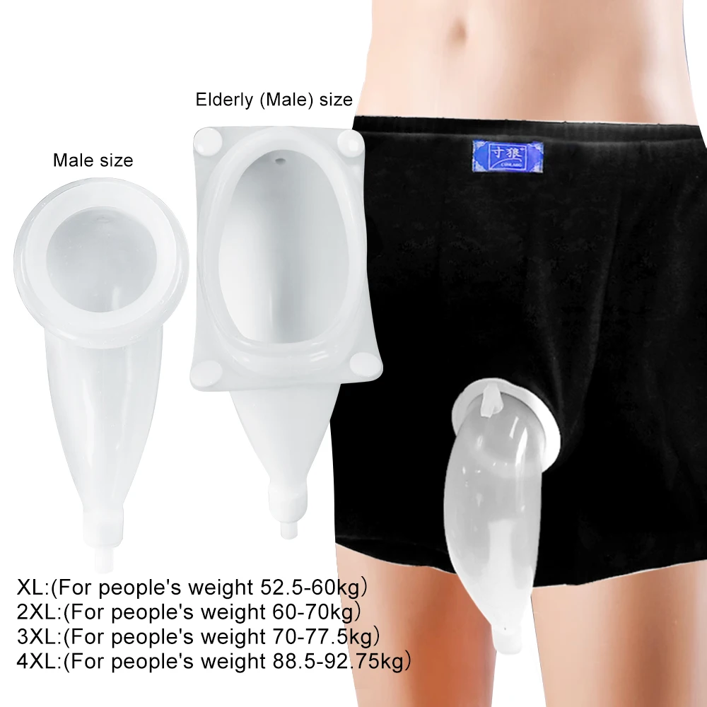 Urine Bag Reusable Male Urinal Drainage Bag Silicone Urine Funnel Pee Holder Collector With Catheter For Old Men Incontinence