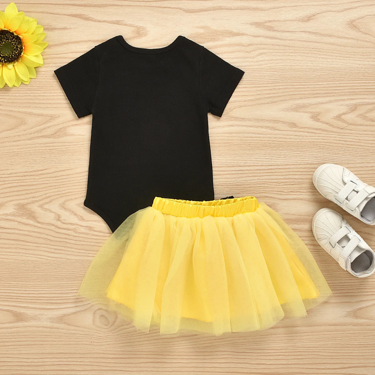 stylish baby clothing set Baby Girls One 1st Birthday Outfit Bee Sunflower Romper Tulle Tutu Skirt Sequin Bow Party Clothes Set Black Long Sleeve Baby Clothing Set near me