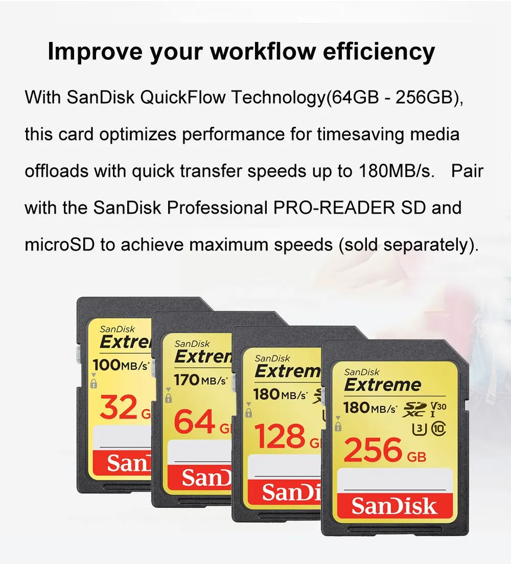 샌 디스크 익스트림 SD 카드 32GB 64GB 128GB 256GB 메모리 카드 SDXC UHS-I 카드 클래스 10 C10 U3 V30 UHS-I 플래시 카드 카메라