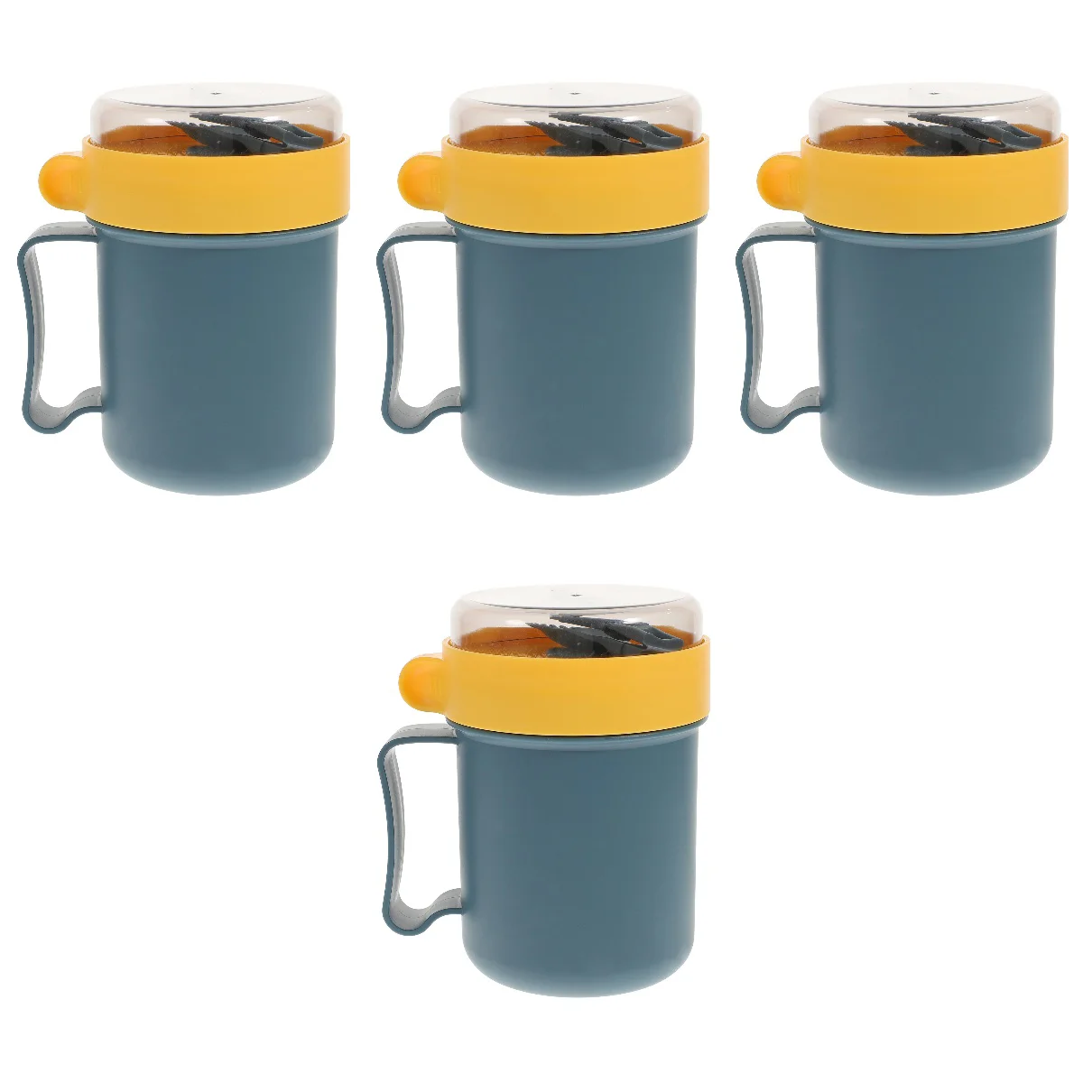 

4 Pcs Cereal Cup Breakfast Microwave Microwavable Coffee with Lid Lunch Box Pp Office Portable Snack Containers