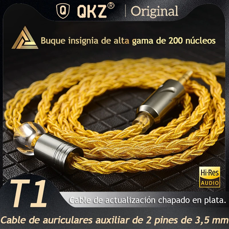 YIAGXIVG Cable De Repuesto De 2 Pines (0.75 Mm) Para Auriculares QKZ-ZXN/ZXT/AK6 Pro – Chapado En Plata, Sonido Mejorado, Longitud 1.2m