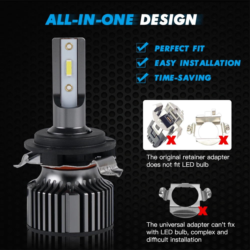 Bevinsee H7 LED Headlight Bulbs 60W 10000LM 6000K H7 LED Lamp for Volkswagen VW MK6 JETTA, for NISSAN QASHQAI, BMW X5 12V