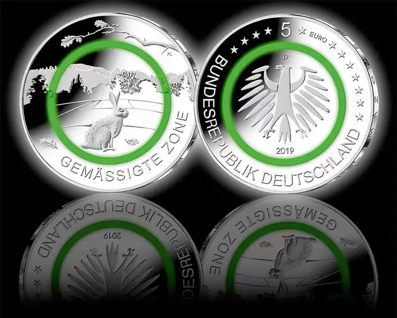 2019 Alemanha 5 Euro Round Temperada Zona Comemorativa Moeda Coelho A C 2019-alemanha-5-euro-round-temperada-zona-comemorativa-moeda-coelho-a-c