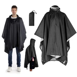 Versatile Waterproof Military Rain Poncho with Hood (Black)