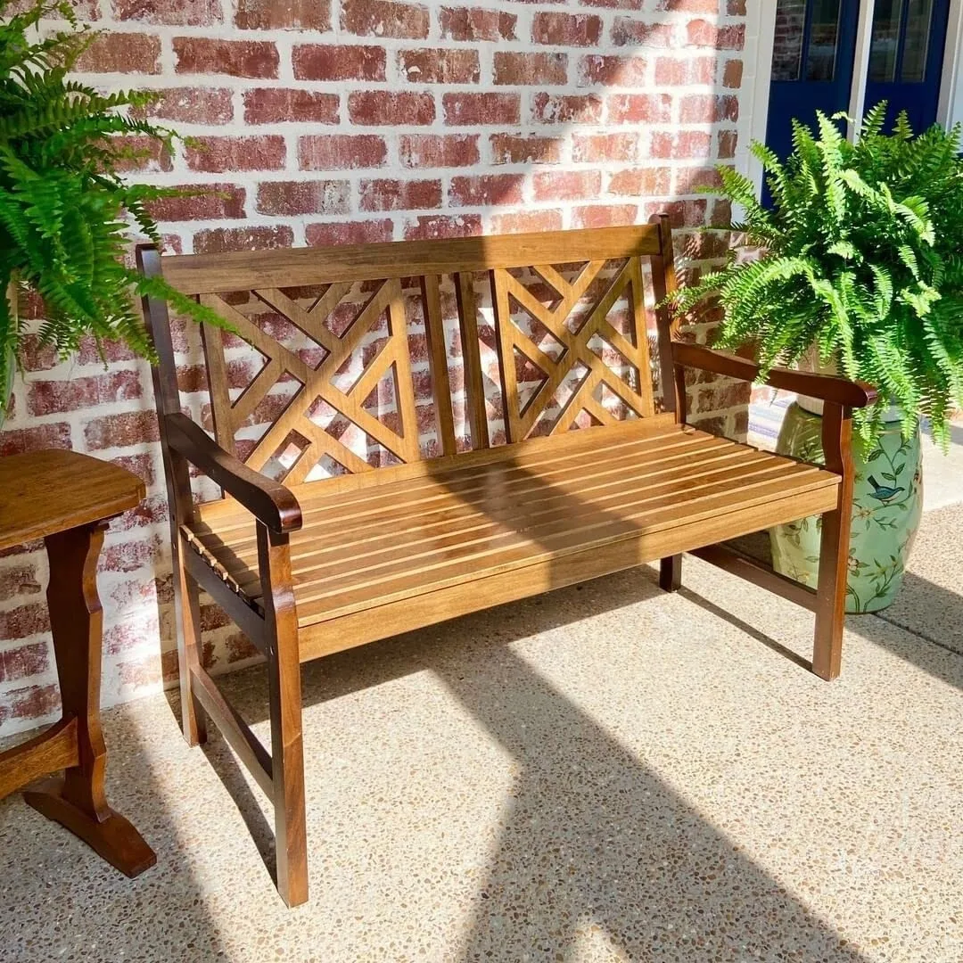 47" Heavy Duty Wooden Outdoor Garden Bench – 600lbs Capacity 2