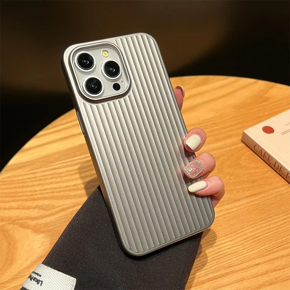 Luxury Stripes Metallic Paint Armor Case - Shockproof Camera Protective Slim Matte Finish
