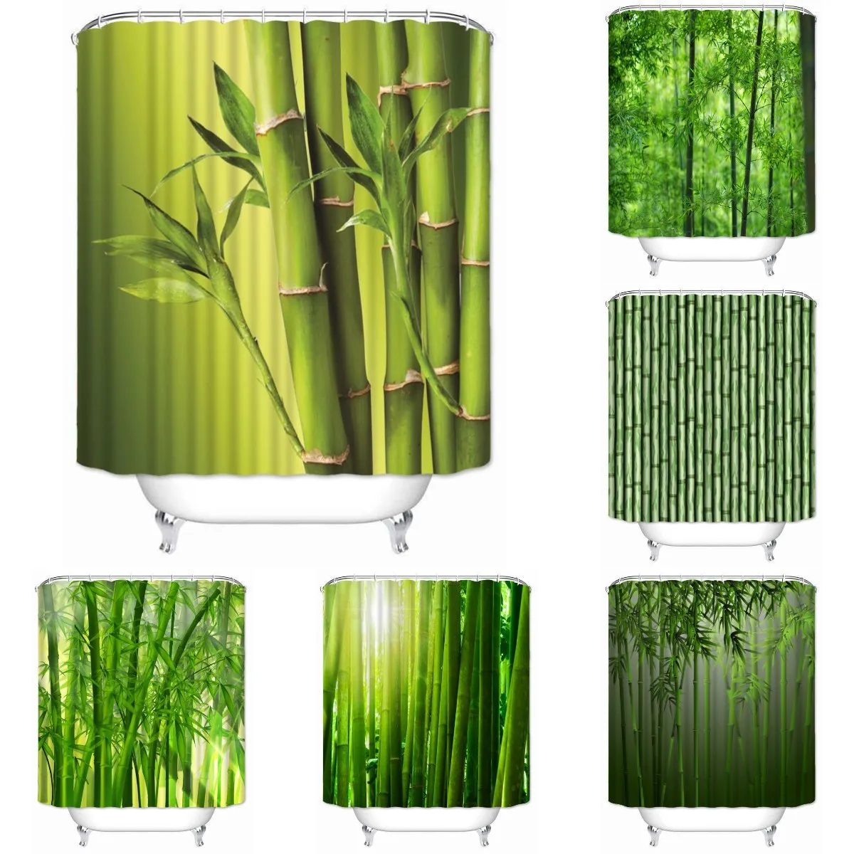 

High Quality Bamboo Shower Curtain Zen with Tropic Art Print Waterproof Bathroom Polyester Fabric Bathroom Curtain Home Decor