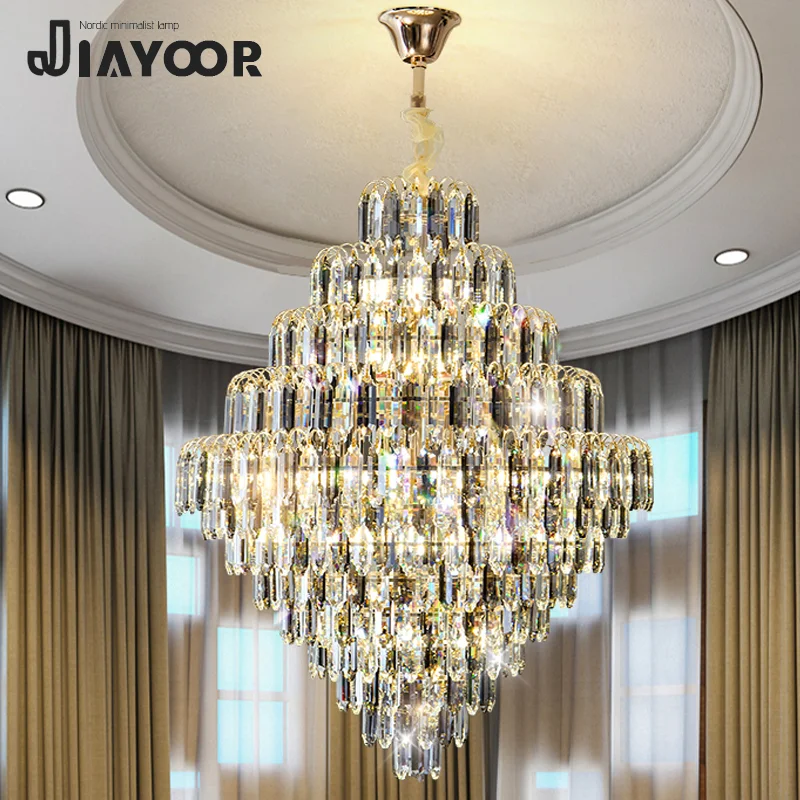 Light Luxury Led Crystal Chandelier Home Decoration Duplex Building ...