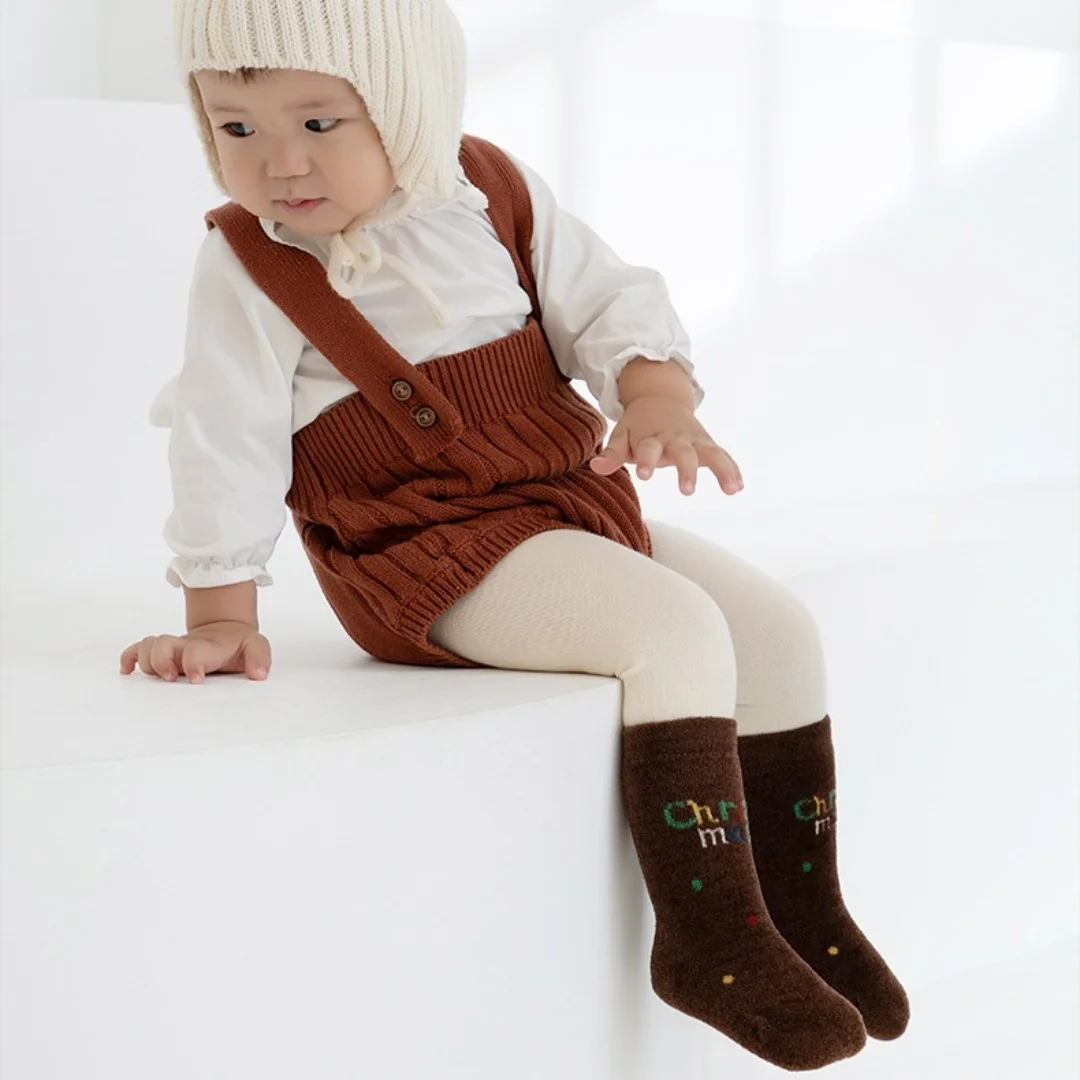 5 Pairs Baby Boys Girls Warm Socks Autumn Winter Fleece Soft Floor Sock with Santa Claus Snowman Decor 0-5Years