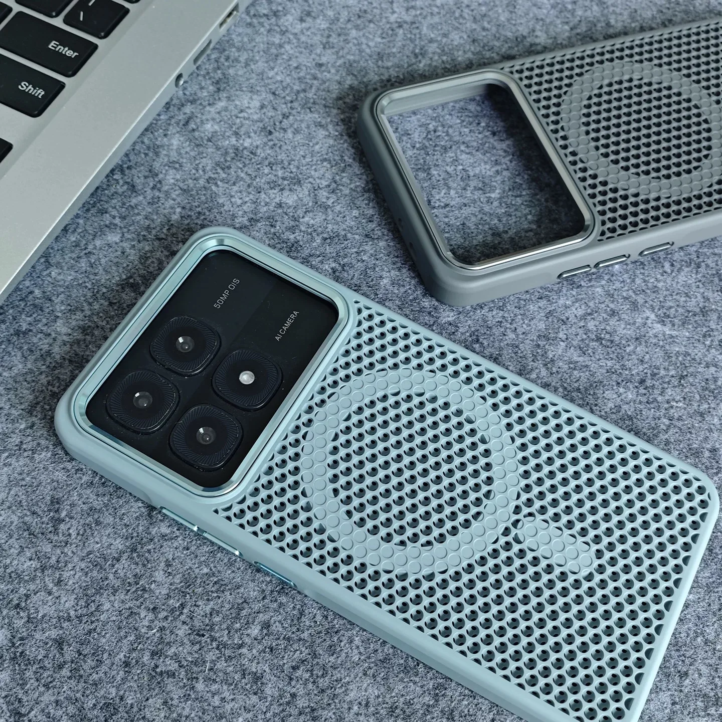 Honeycomb Magnetic Shockproof Breathable Wireless Charging Back Cover