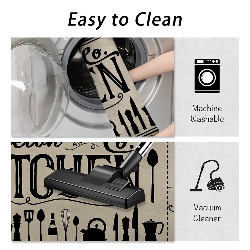 Creative Tableware Printed Kitchen Rug Bedroom Hallway Living Room Long Strip Carpet Anti-slip Decorative Soft Floor Mat 3