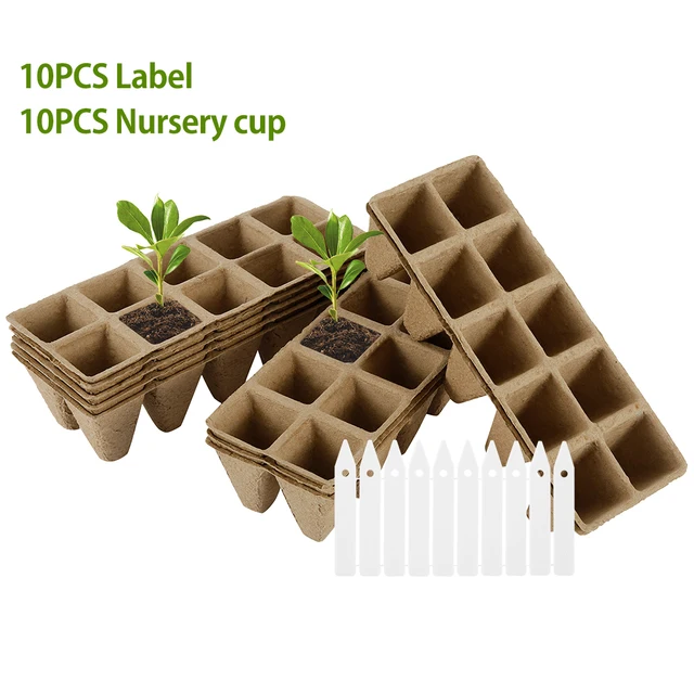 10/20 db Palánták Indító Tálcák 10 Lyukak Biológiailag Lebontható Tőzeg Edények Organic Csírázó Növényi Beltéri