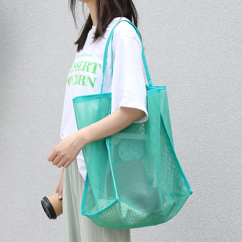 Fashion Mesh Hollow Out Handbag Design Beach Travel Package For Women Shoulder Bag Large Capacity Female Summer Shopping Totes