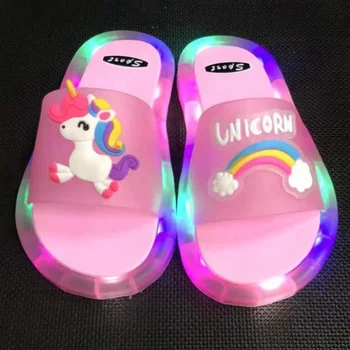 2023 Girl Slippers Children LED Kids Slippers Baby Bathroom Sandals Kids Shoes for Girl Boys Light Up Shoes Toddler 1
