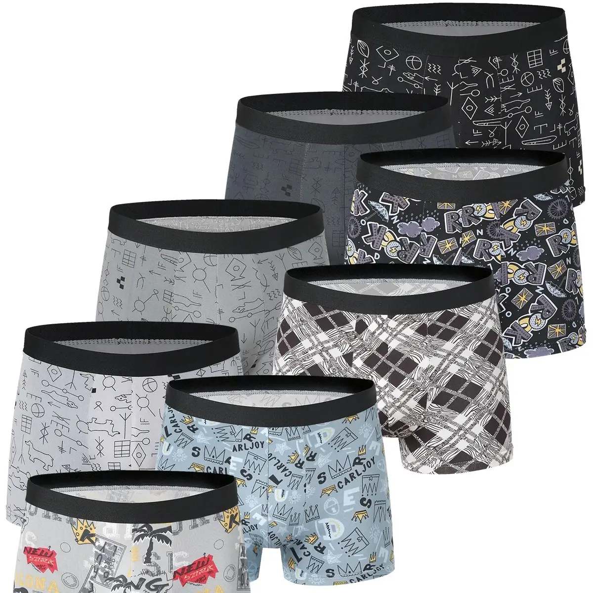 4-piece men's printed letter underwear beach shorts comfortable breathable teenagers plus size underwear up to 6XL. — view 4