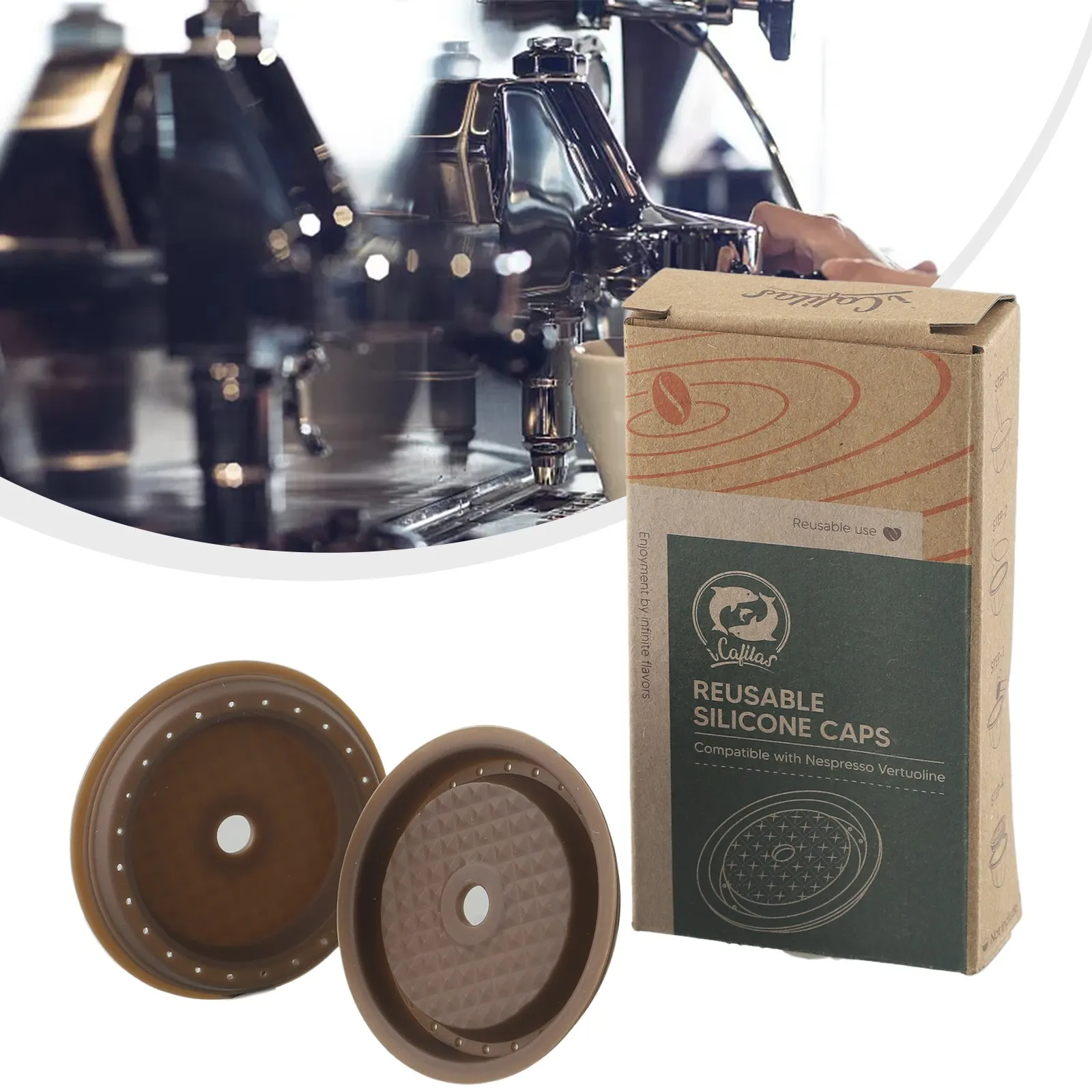 

Reusable Silicone Cap Lids To Refilled Capsules For VertuoLine Household Coffee Filter Kitchen Accessories