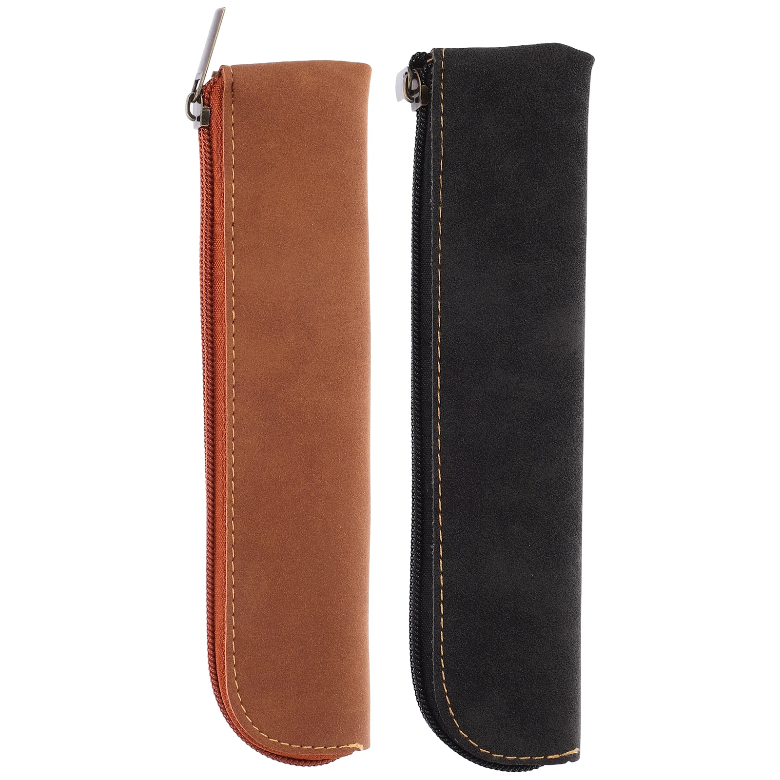 

2 Pcs Nubuck Pen Case Pouch Pencil Cases Bag Thin Small Aesthetic Blank Mini College