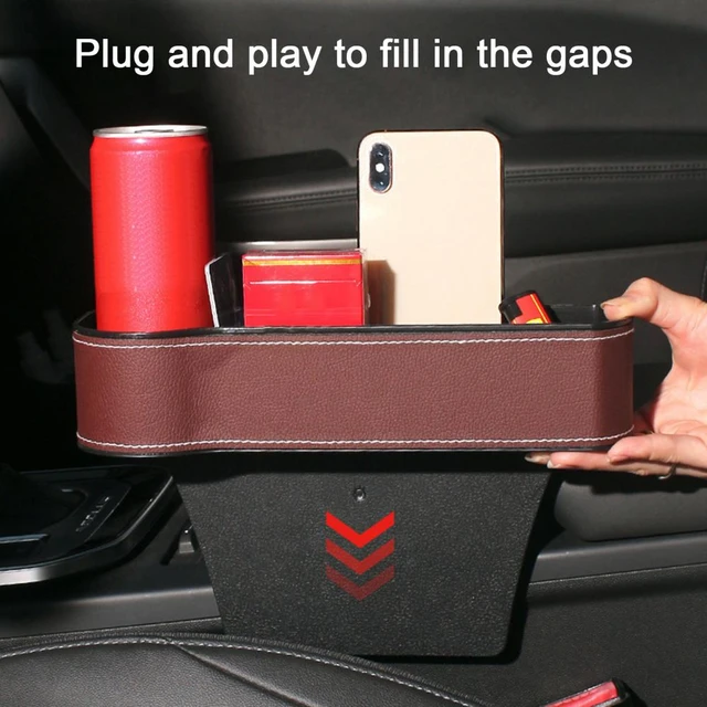 Car Seat Gap Filler Organizer, Faux Leather Side Storage Box with Cup  Holders, Car Organizer Front Seat for Holding Phone, Sunglasses