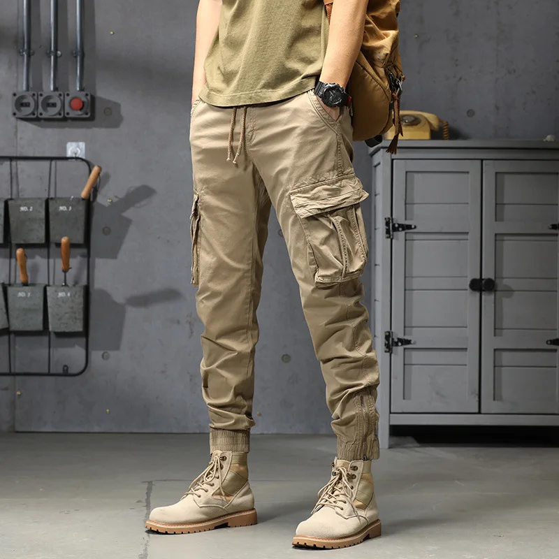 Cargo Pants Men Ankle Length Streetwear Casual Pants Men Military Style Slim  Fit Pure Cotton Trouser Japan Style Black Pants Men - Casual Pants -  AliExpress