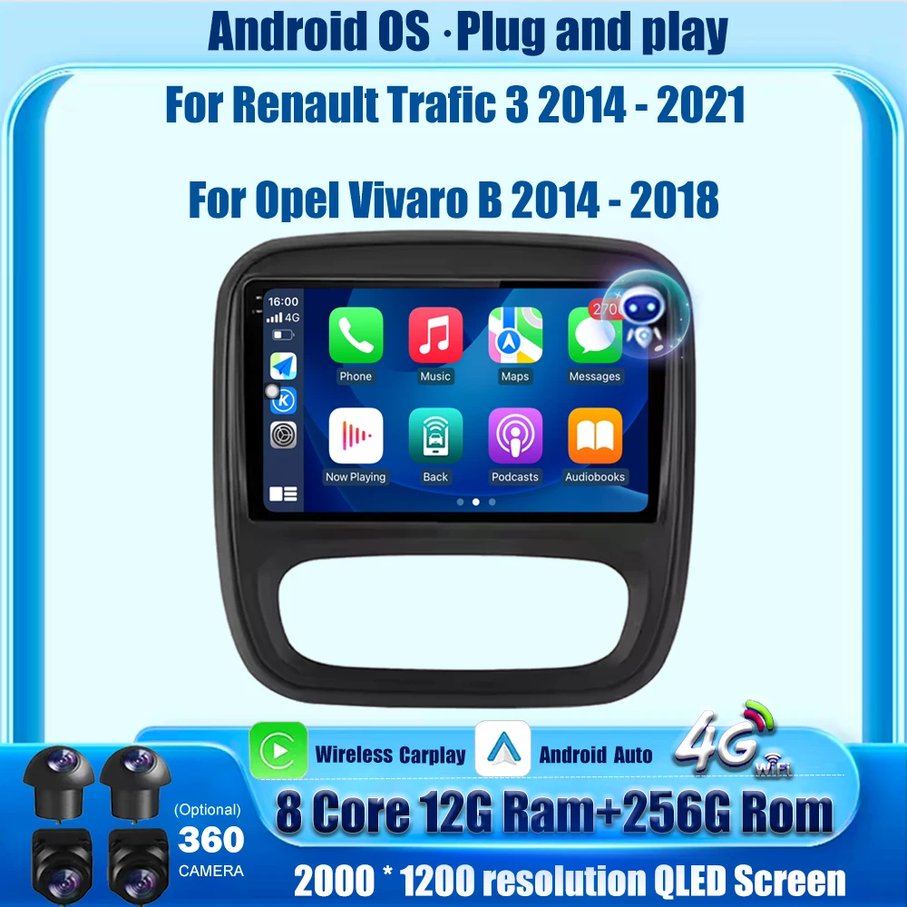 Android Auto para Renault Trafic Opel Vivaro Fiat Talento Nissan NV300 Mitsubishi Express X82 2014-2022 Radio de coche Multimedia WIFI 1