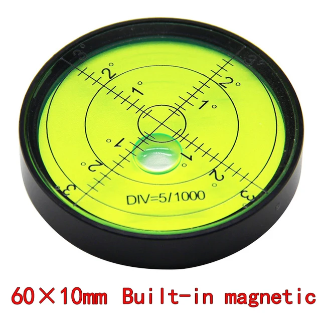 magnetic spirit levelmetal horizontal bubble high precision level bubble round levelmagnetic spirit 60*10mm Black green magnet