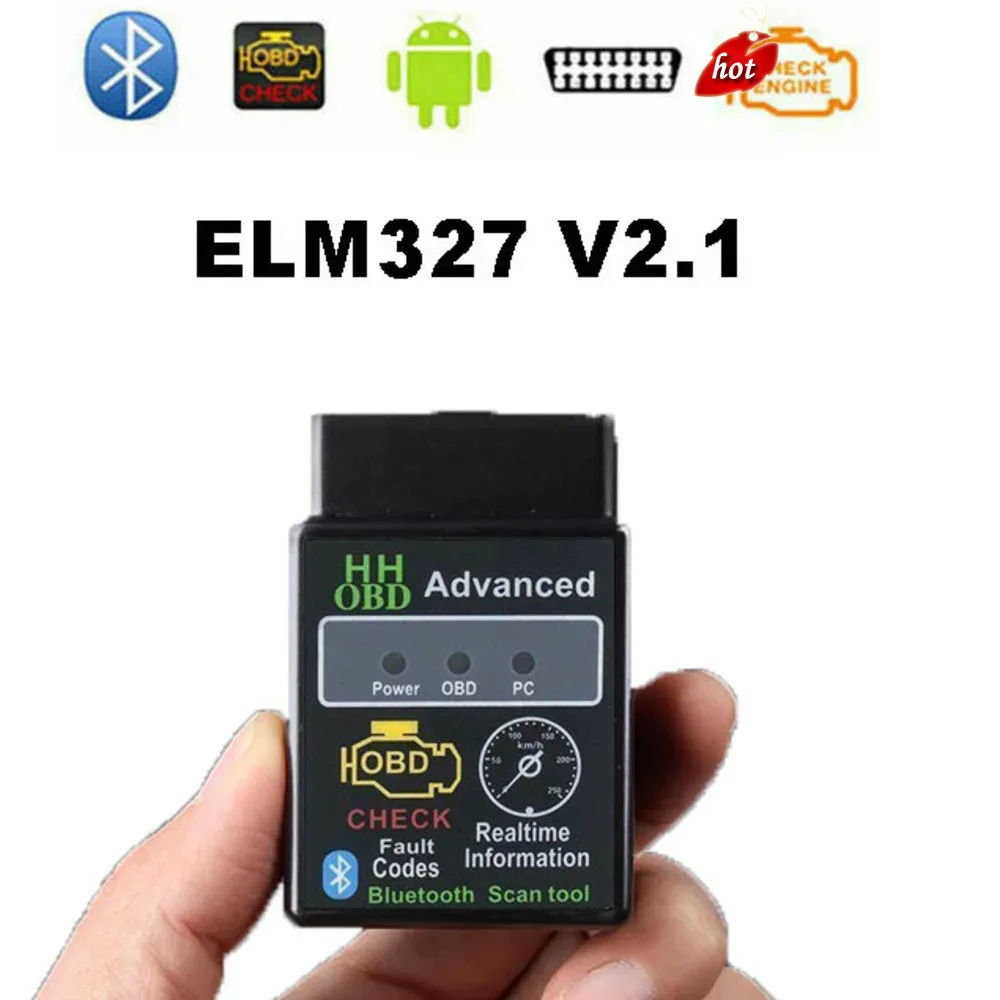 

2024 горячий OBD2 HH OBD ELM327 V2.1 Bluetooth OBDII CAN BUS проверка двигателя автомобиля диагностический сканер инструмент адаптер для Android