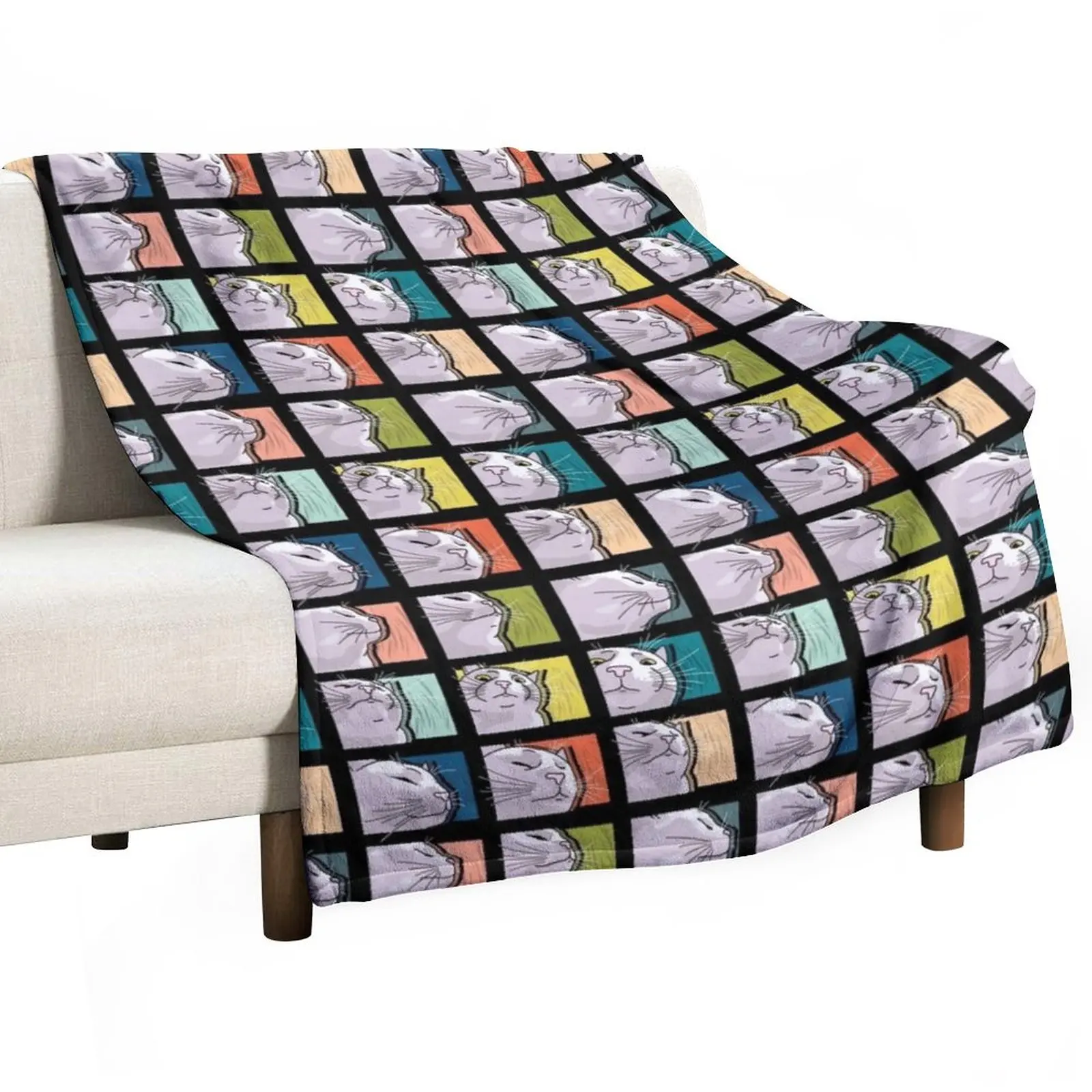 

Cat Vibing Meme / CatJAM - Cat Vibing to Music (Color) Throw Blanket Shaggy Blanket Flannel Blanket
