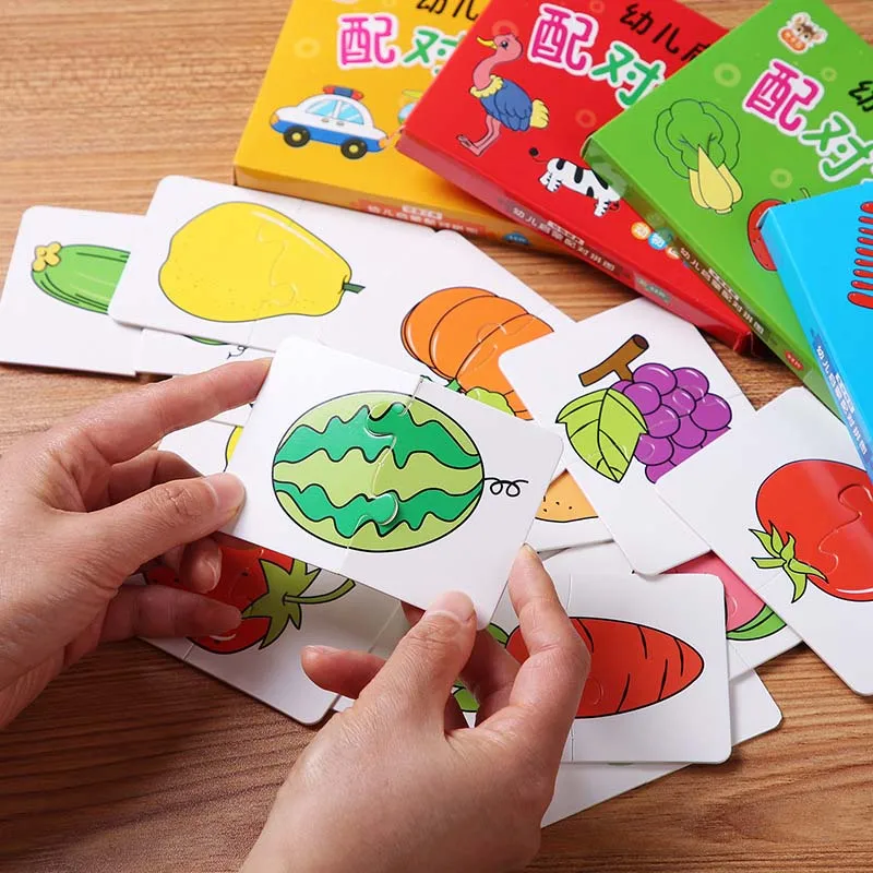 32 pcs Baby Kids Cognition Puzzles Toys Toddler Cards Matching Game Cognitive Cards Vehicl Fruit Animal Life Sets Pair Puzzles 3 sets early education animal puzzle plaything boy puzzles for kids ages 3 5 wood 2 year old