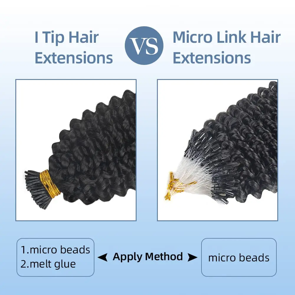 Human Hair Extensions Natural Black Women Brazilian Kinky Curly Hair Human Extensions I-Tips