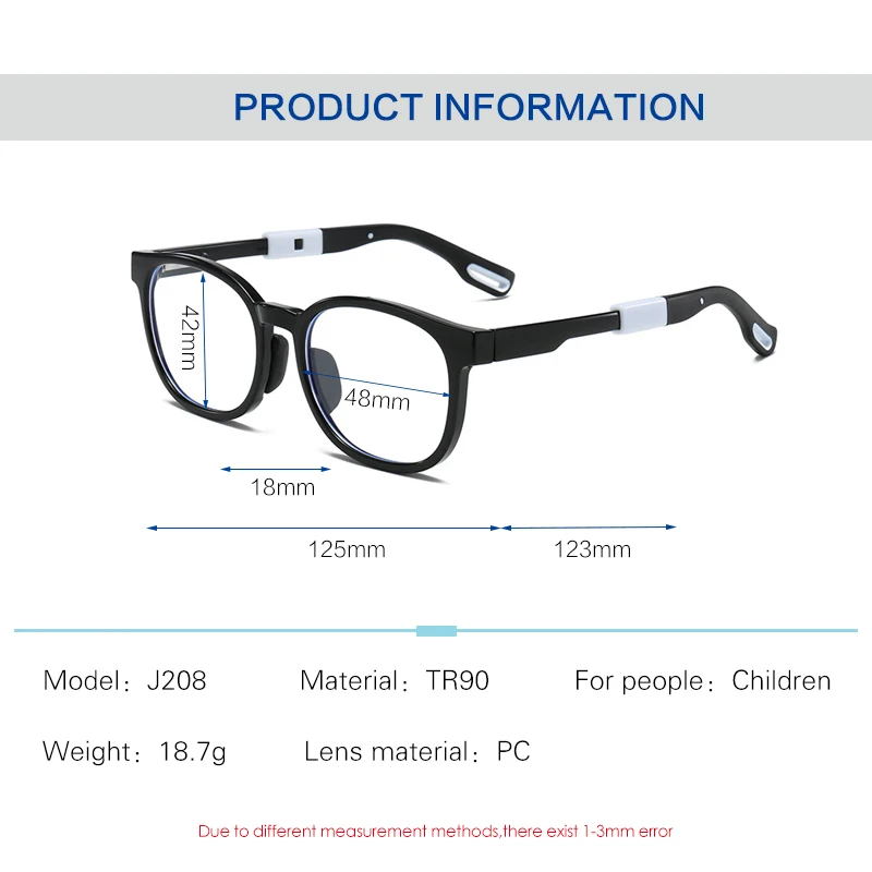 Round Anti-blue Light Eyeglasses Silica Gel Eyeglass Frame Boys And Girls 7-13 Ultra light Myopia Hyperopia Glasses Frame J208