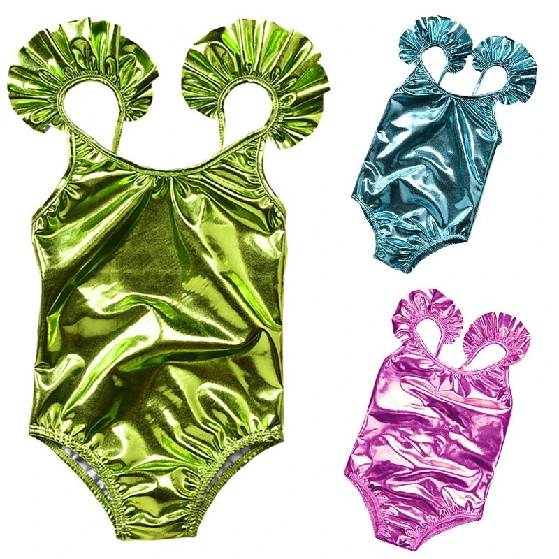 Girls Fashion Bright Swimsuit Summer Ruffles Sleeve Toddler Kids