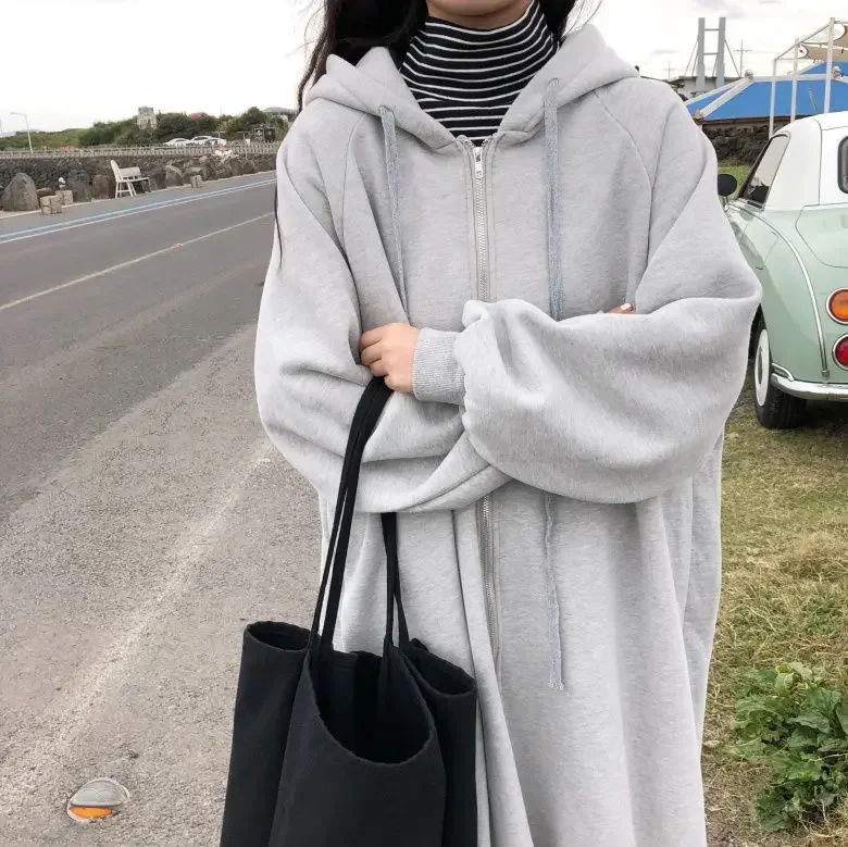 

Oversized 150kg Women Trench Coat Casual Women's Long Outerwear Loose Fleece Overcoat Winter Warm Streetwear Trench Coat Hoodies