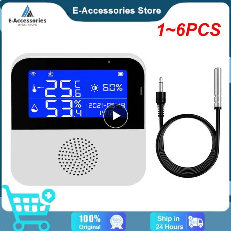 

1~6PCS Tuya WiFi Temperature Humidity Sensor LCD Display Smart Life Remote Monitor Indoor Thermometer Hygrometer Meter Support