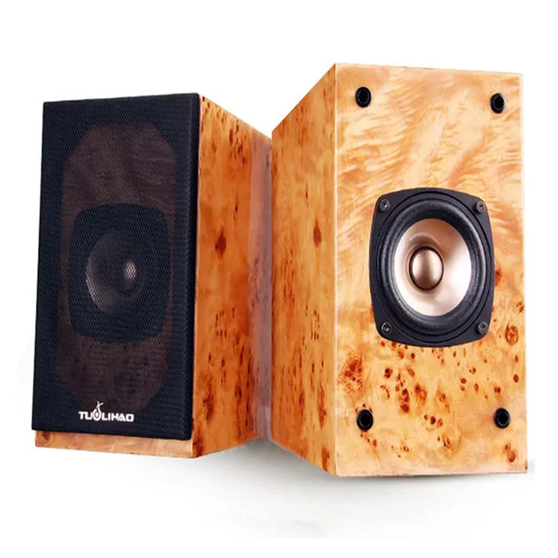 TUOLIHAO Q4 Full Range One Drive Speakers Real Wood Veneer Piano Paint 4 Inch Bookself Speakers 89dB