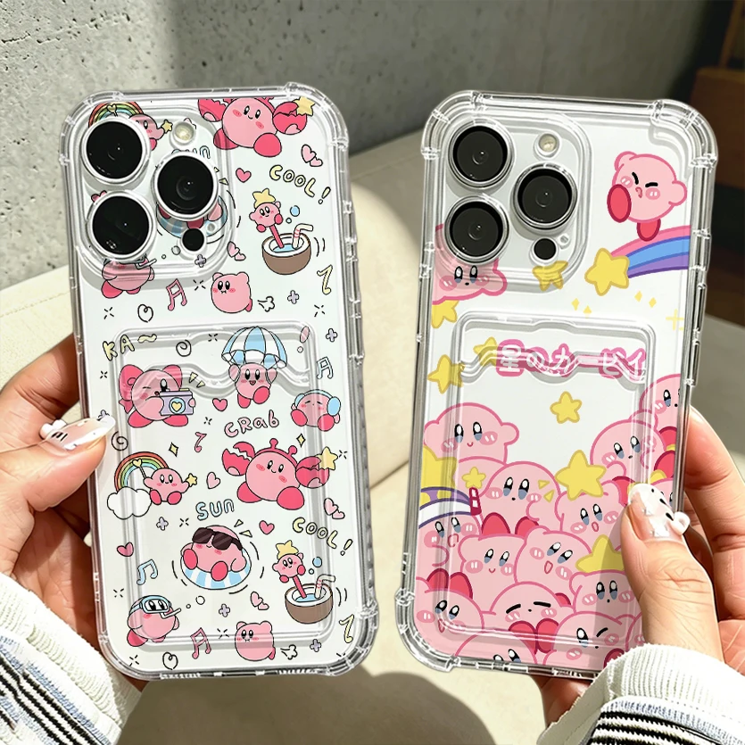 Adorable Kirbys Card Holder Phone Case with Airbag Cover
