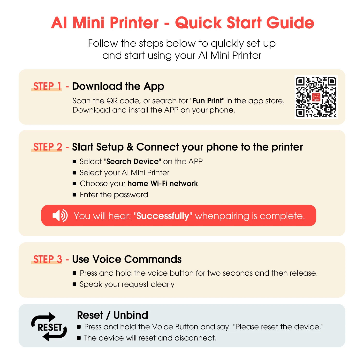 AI 음성 프린터 - 휴대용 터치스크린 감열 프린터, 사무실/학습용 즉시 인쇄, 음성 인식, 앱 제어.