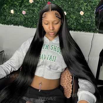 Straight Human Hair Wigs 13X6 Hd Lace Frontal Wig 30 40 Inch 13X4 Brazilian Pre Plucked Front Black Wig For Women 250 Density 1